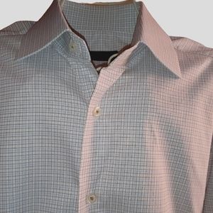 David Donahue Square Stripe Button Up Dress Shirt size 15.5 34/35
